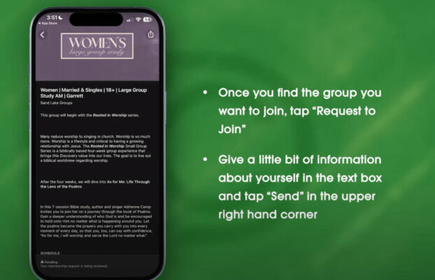 Tutorial on how to sign up for a group using Planning Center's Church Center app