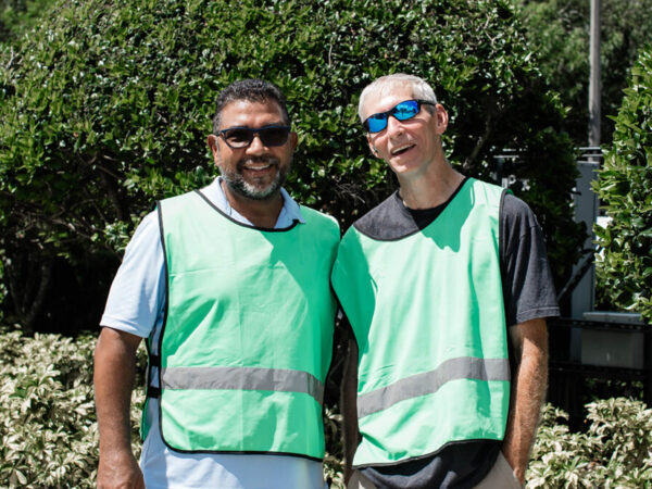 men serving